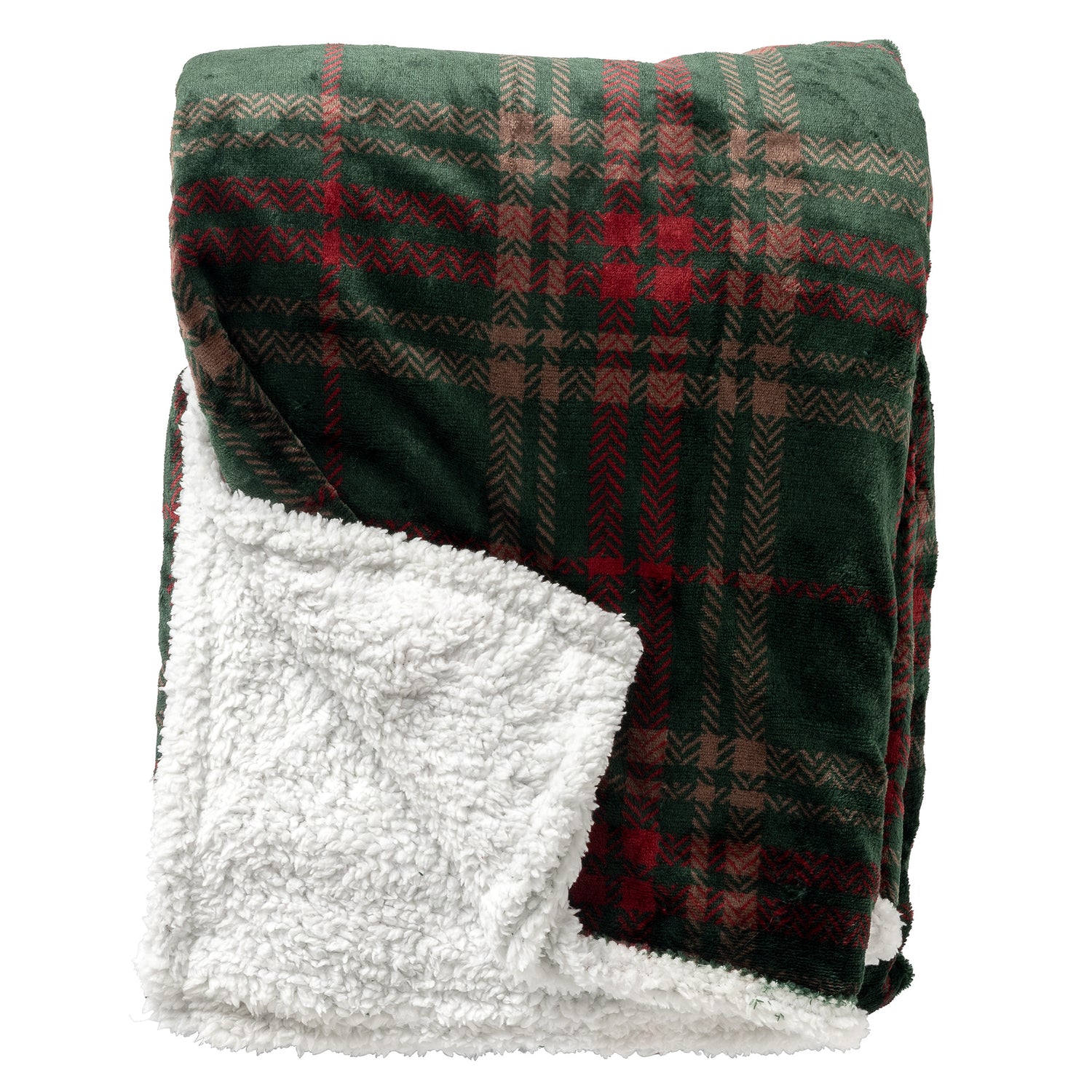 Sierkussen.nl Plaid 150 x200 cm CARLTON - fleece deken|sherpa - groen