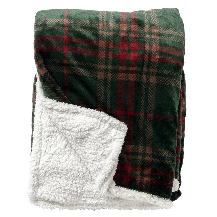 Sierkussen.nl Plaid 150 x200 cm CARLTON - fleece deken|sherpa - groen