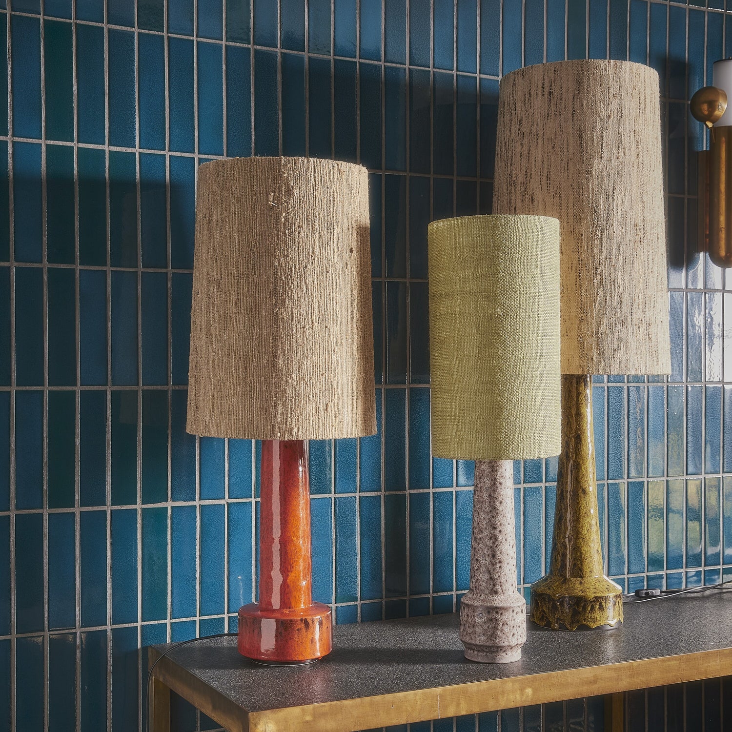 HKliving Jute Lampenkap Ø 22 cm - Jade Green