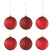 J-Line Kerstballen - glas - geribbeld| geruit - rood - 6x
