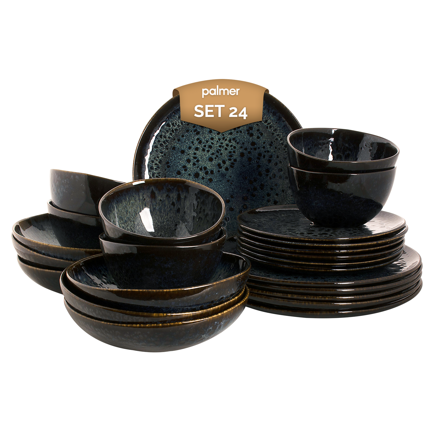 Palmer Serviesset Eccentric Stoneware 6-persoons 24-delig Blauw