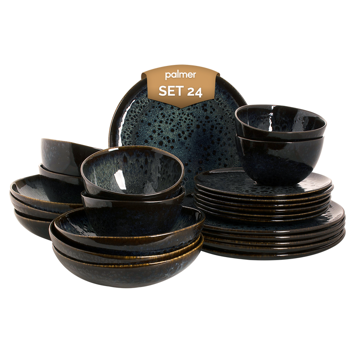 Palmer Serviesset Eccentric Stoneware 6-persoons 24-delig Blauw