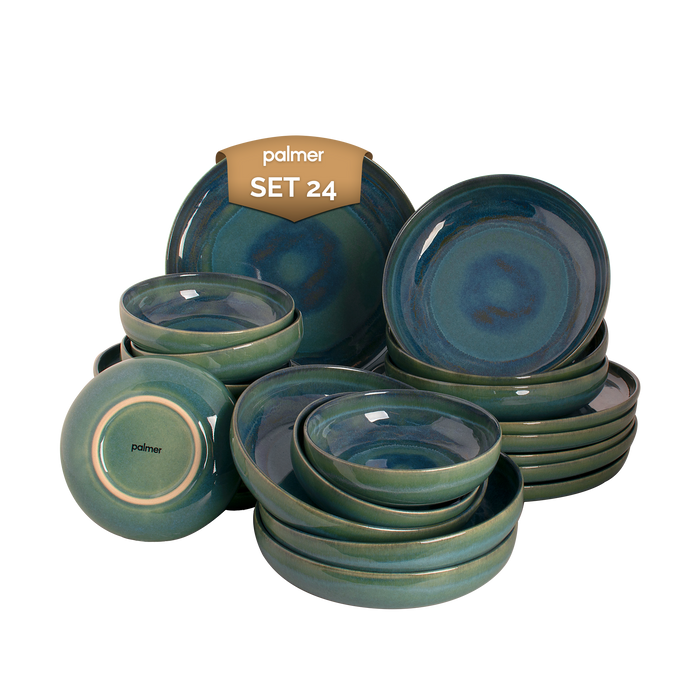 Palmer Serviesset Miami Stoneware 6-persoons 24-delig Groen