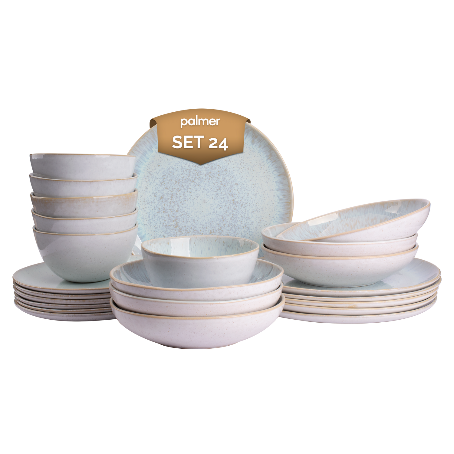 Palmer Serviesset Light Blue Sea Stoneware 6-persoons 24-delig Blauw