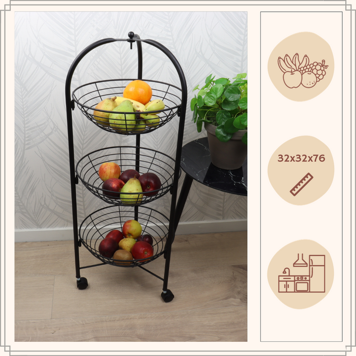 OTIX Fruitmand Voorraadrek Fruitrek Groentenrek Fruitschaal 3 laags...