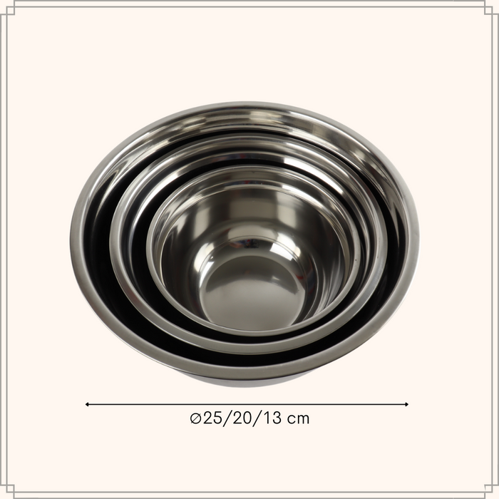 OTIX Beslagkom Mengkom Bakken Set van 3 RVS Beslagkommen