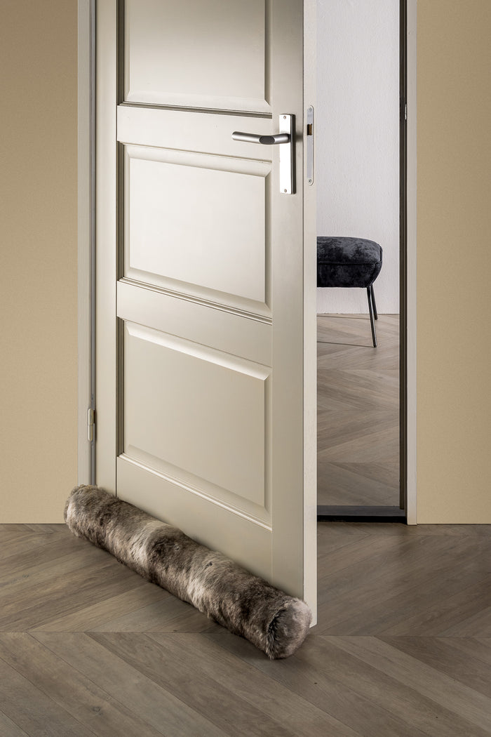 Dutch Decor Tochtstopper 90x10 cm - LEONY - bont look - taupe