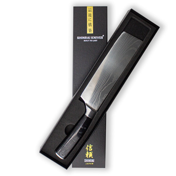 Shinrai Japan - Japanse Damascus Print Onyx Epoxy - Nakiri mes