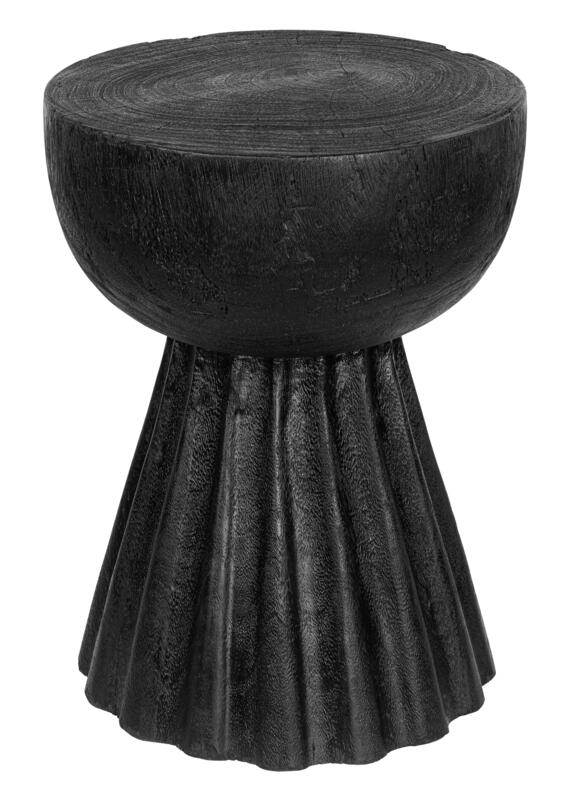 MUST Living Stool Trophy,45xØ34 cm, suar wood, black with natural c...