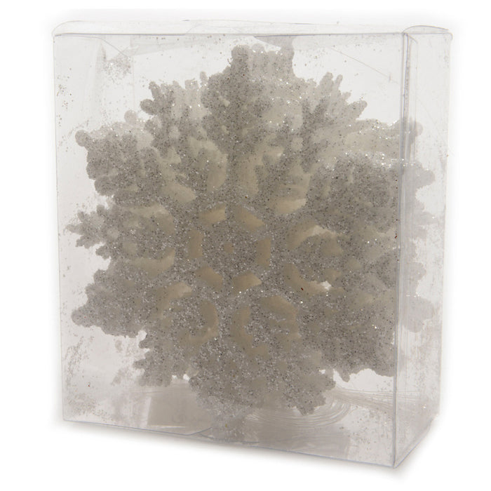 Decoris Kersthangers - sneeuwvlokken - 12x - wit - 10 cm