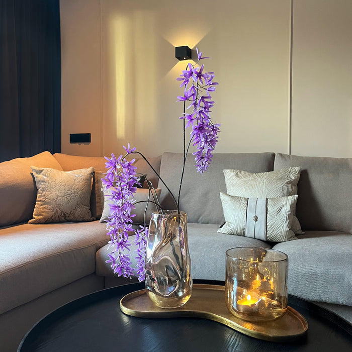 QUVIO Vaas gekreukt - Maat L - Glas - Beige