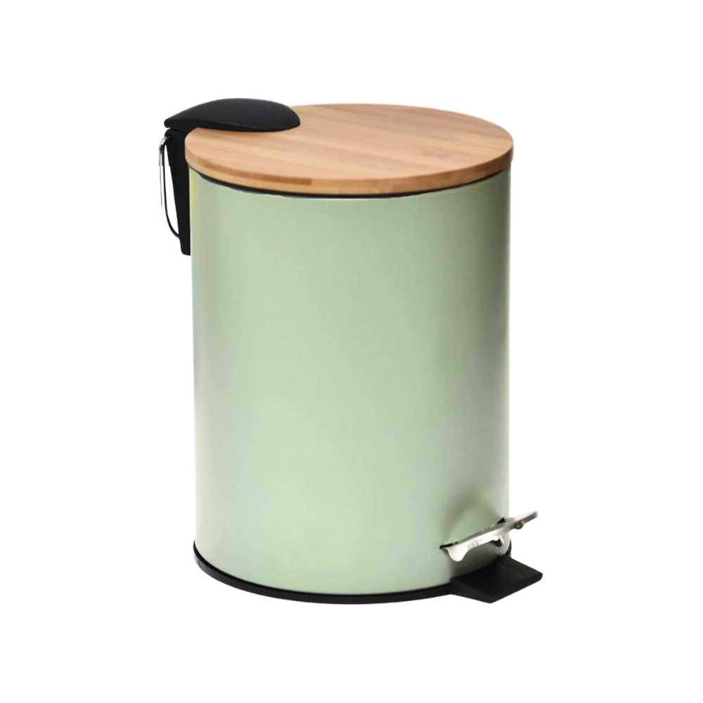 Nordix Pedaalemmer Prullenbak Groen 3 Liter Bamboe en metaal