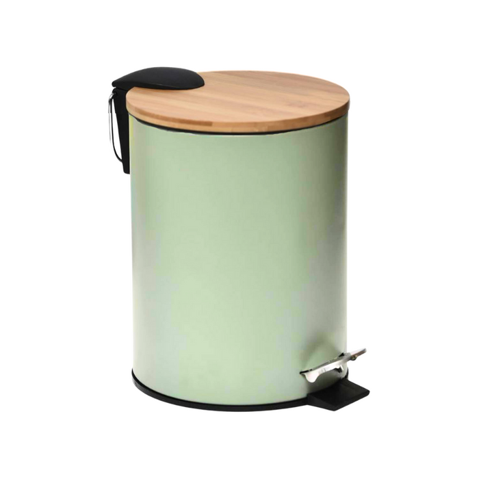 Nordix Pedaalemmer Prullenbak Groen 3 Liter Bamboe en metaal