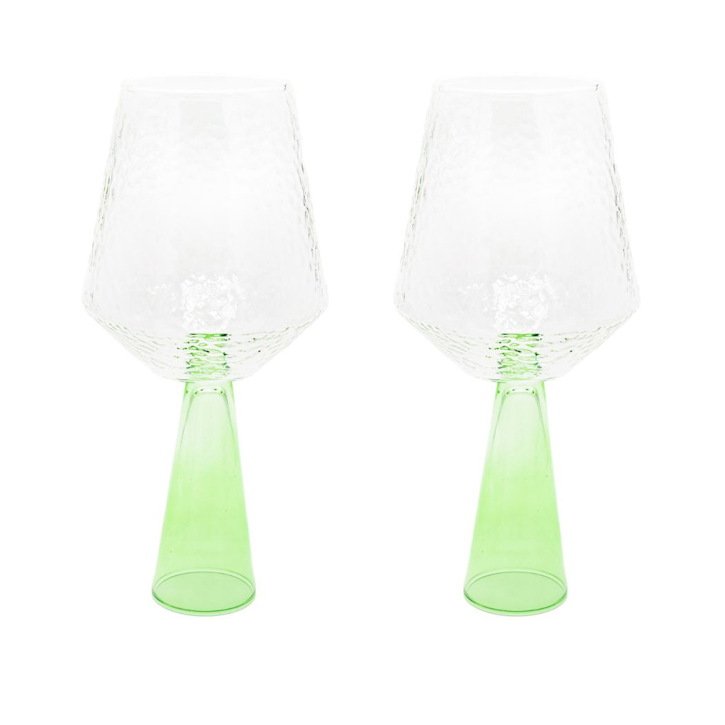 Brût Homeware, Wijnglas Claude, helder | groen, set van 2