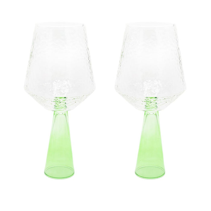 Brût Homeware, Wijnglas Claude, helder | groen, set van 2