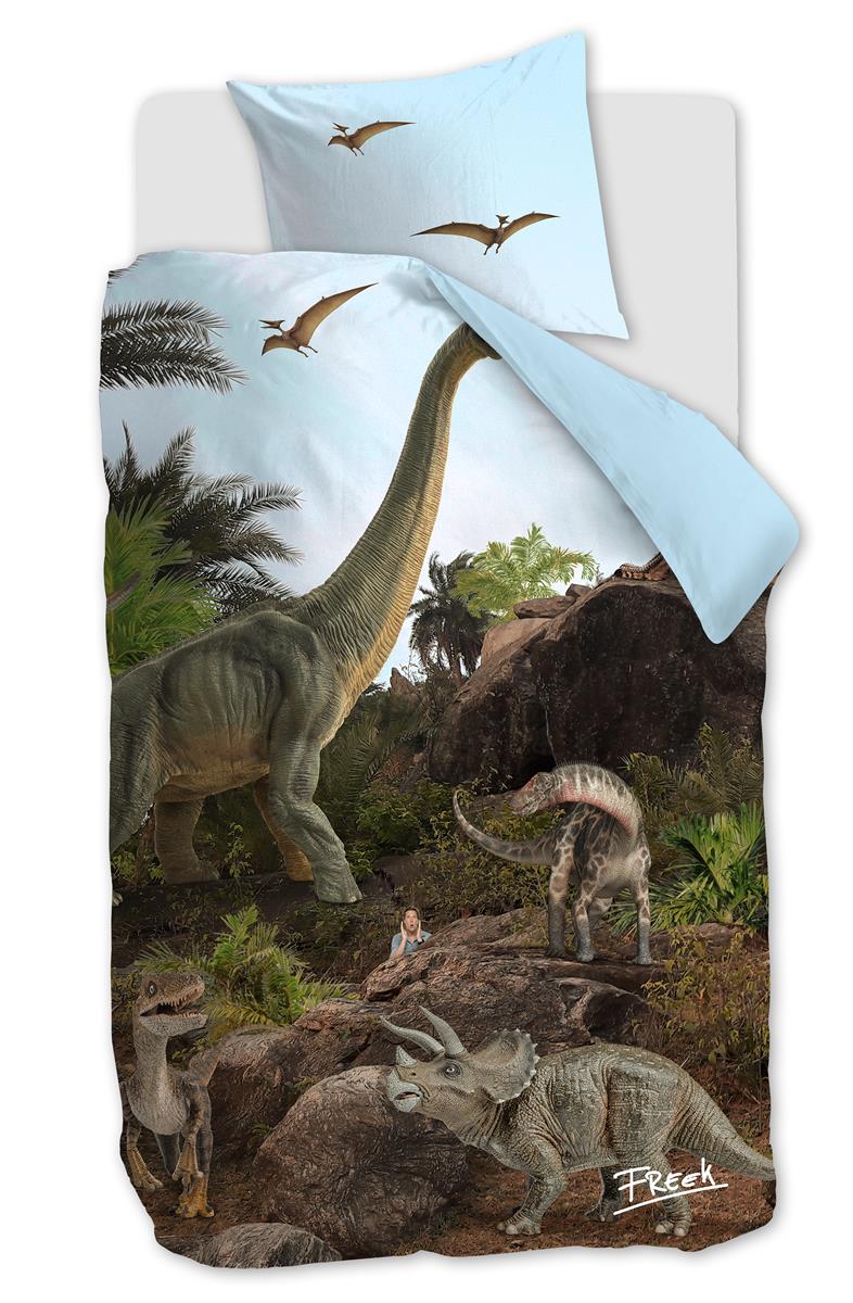FREEK VONK Dappere Dinos  dekbedovertrek - 140x200 - Naturel