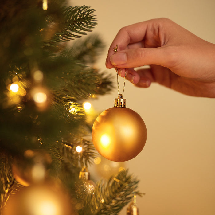 tectake 24 kerstballen onbreekbaar wit|goud