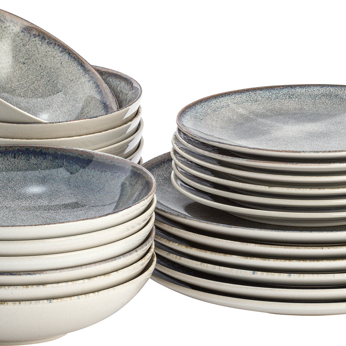 Lite-Body - Serviesset Hermes - 6 personen - 24 delig - Grijs spikkel