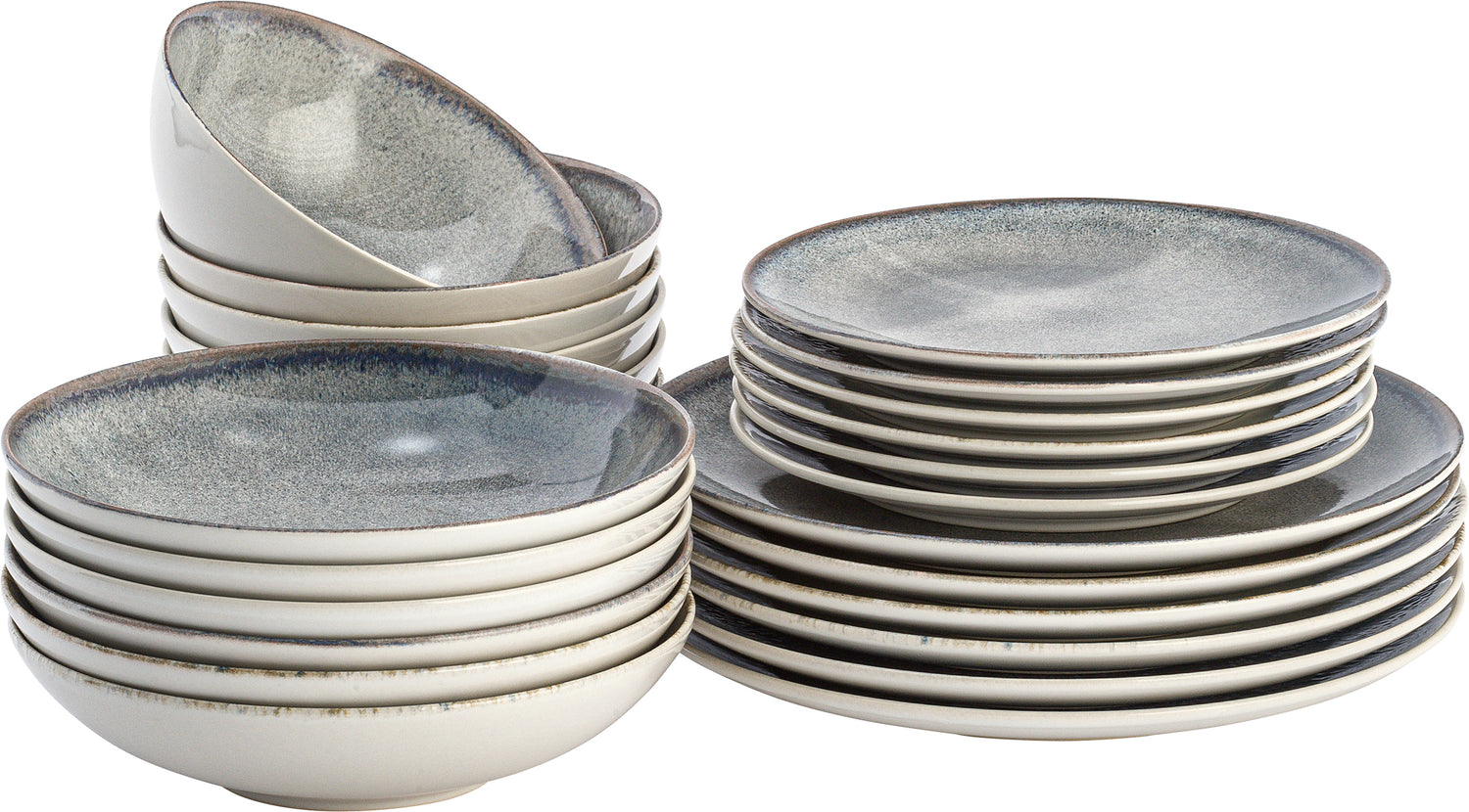 Lite-Body - Serviesset Hermes - 6 personen - 24 delig - Grijs spikkel