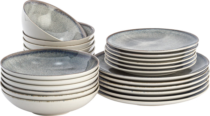 Lite-Body - Serviesset Hermes - 6 personen - 24 delig - Grijs spikkel