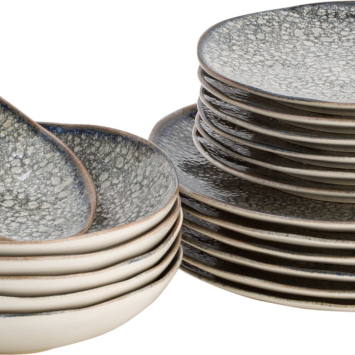 Lite-Body - Serviesset Chloé Wave - 6 pers - 18 delig - Grijs Reliëf