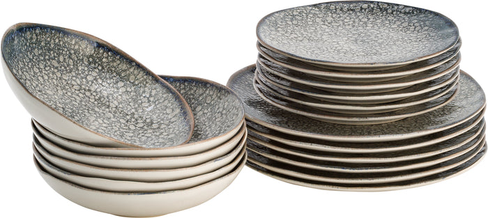 Lite-Body - Serviesset Chloé Wave - 6 pers - 18 delig - Grijs Reliëf