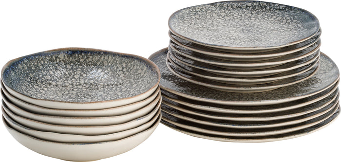 Lite-Body - Serviesset Chloé Wave - 6 pers - 18 delig - Grijs Reliëf