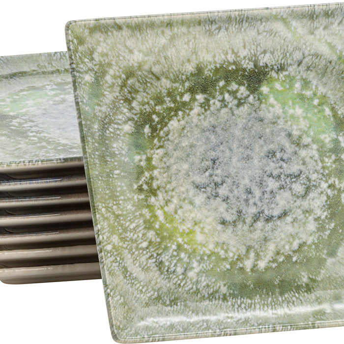 Lite-Body Hermes gebaksbordjes - Set van 8 stuks - Ø16 cm - Groen reli