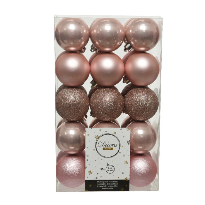 Decoris kerstballen - 30x st - lichtroze - D6 cm