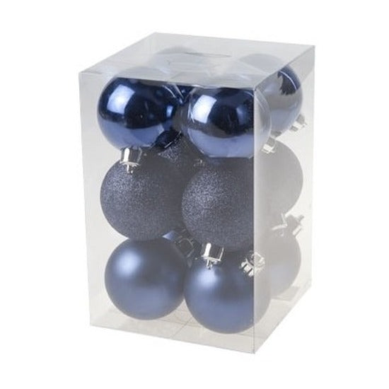 Decoris Kerstballen - 12 stuks - donkerblauw - mat|glans - 6 cm
