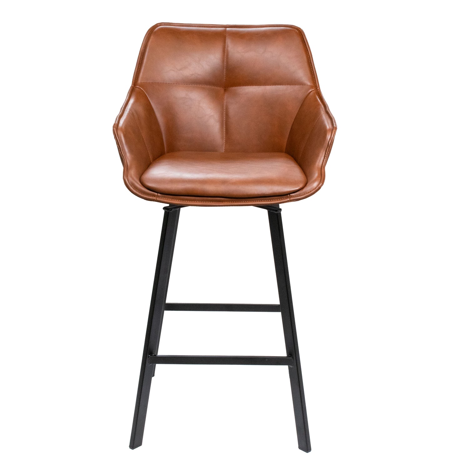 Giga Meubel - Barstoel Shannon Cognac Draaibaar - Staal|Metaal|PU leer