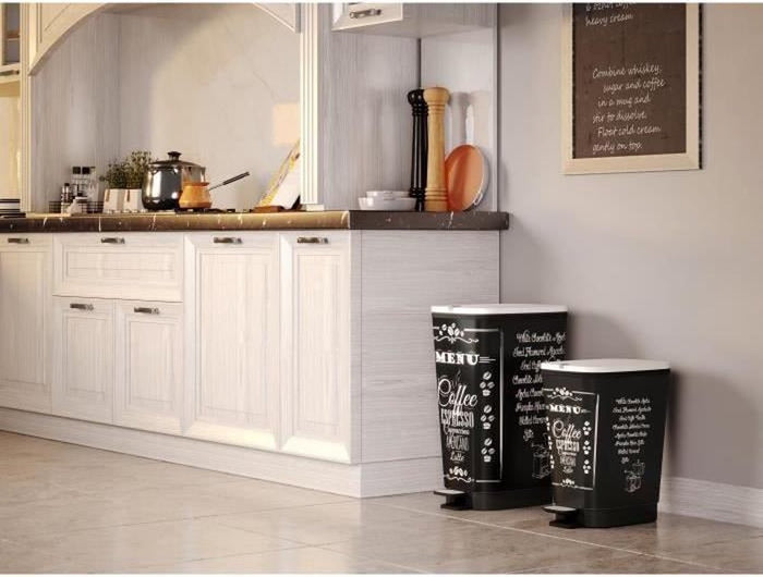 Kis Chic Bin Coffee Menu Pedaalemmer - 50L - zwart|wit