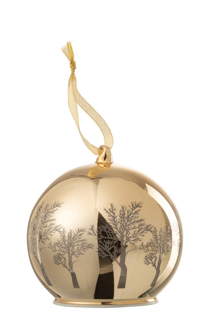 J-Line Kerstballen met verlichting - glas - goud - LED lichtjes - 4x