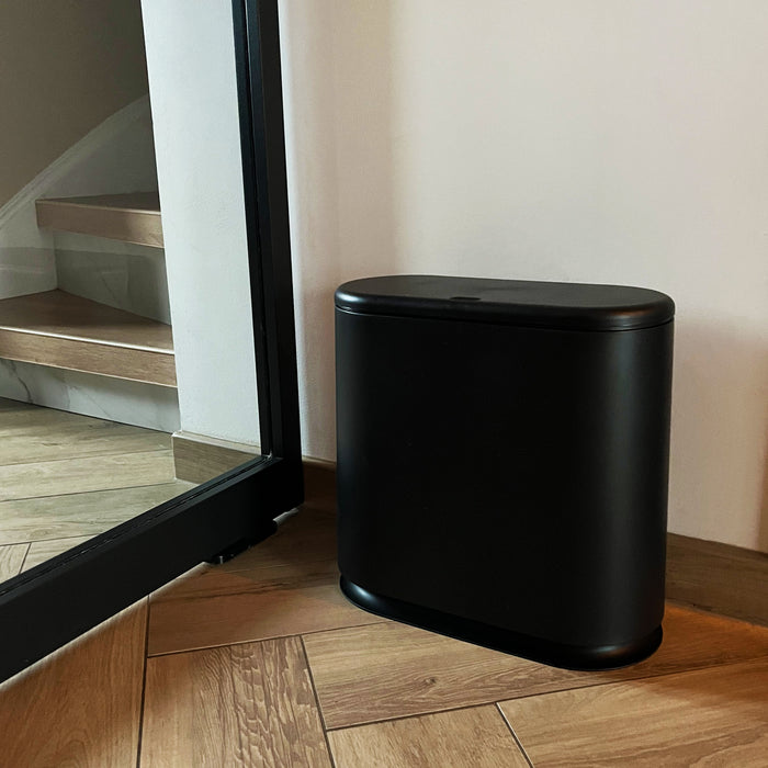 QUVIO Prullenbak ovaal klein - Zwart