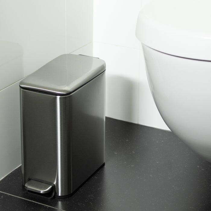 QUVIO Prullenbak vierkant - 5L - Metaal - Grijs