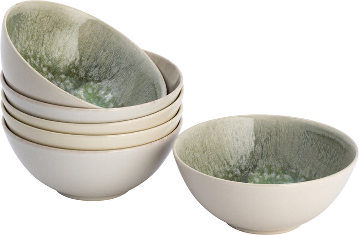 Lite-Body Kom Hermes - 500ml - set van 6 - Groen reliëf