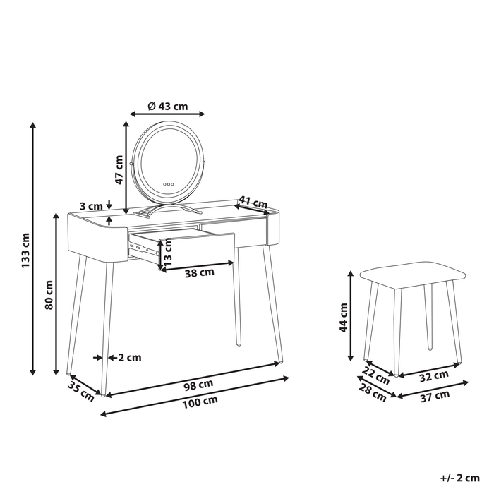 Beliani - SURIN - Kaptafel - Grijs - MDF