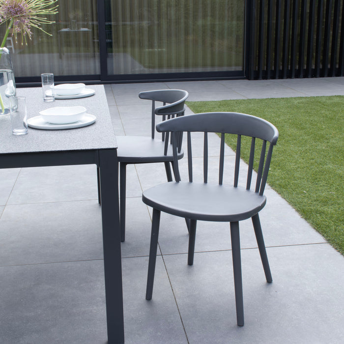 Giga Meubel - Tuinstoel Stapelbaar - Antraciet - Kunststof - Set van 2