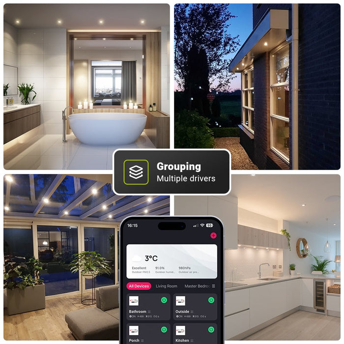 Milano - 6x Smart inbouwspots veranda – Complete Set – Wifi &