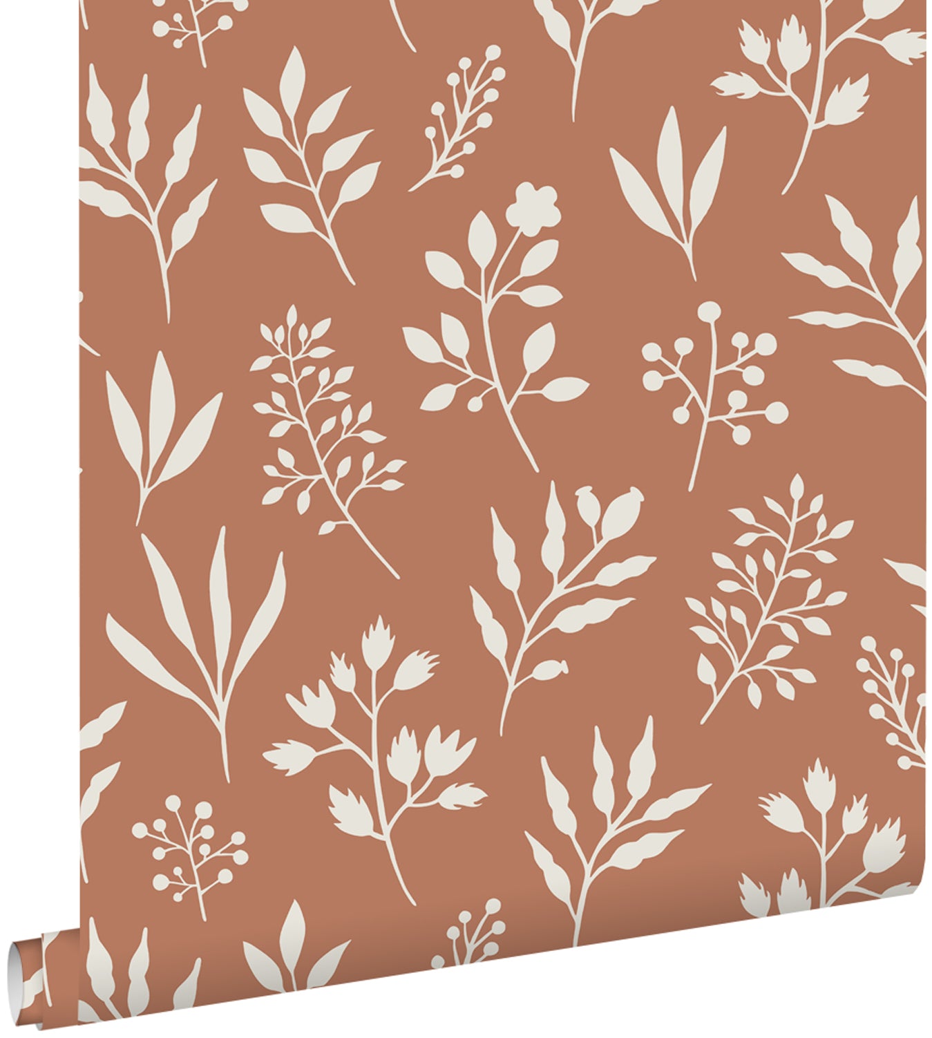 ESTAhome behang bloemmotief in Scandinavische stijl terracotta en wit
