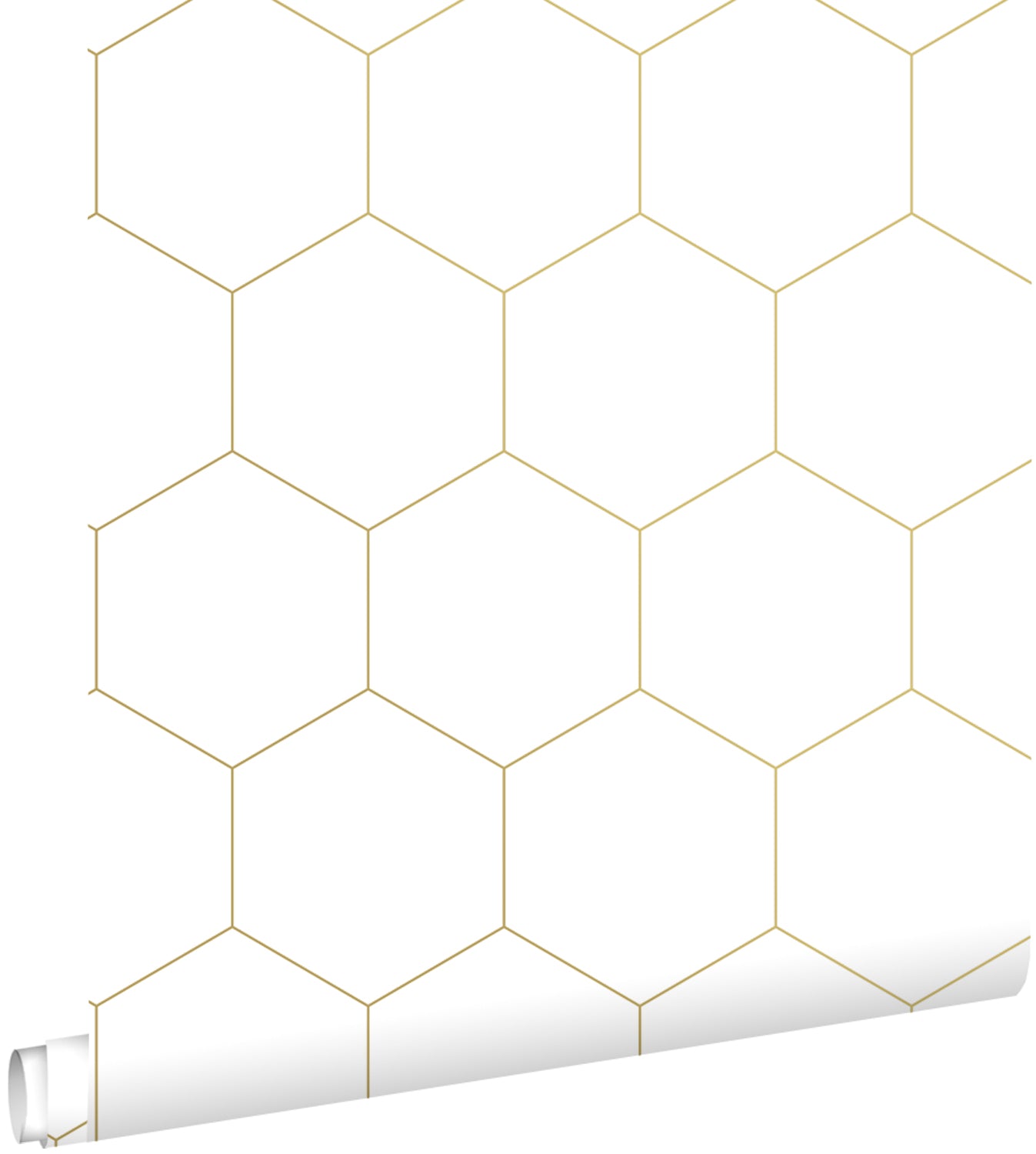 ESTAhome behang hexagon wit en goud - 0,53 x 10,05 m - 139312