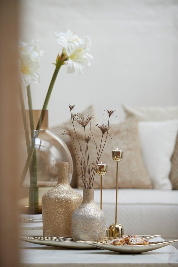 Light & Living Light&living Vaas Ø16x29 cm MOLUSI glas crème-goud