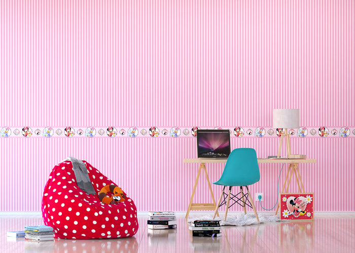 Disney zelfklevende behangrand Minnie Mouse & Katrien Duck roze - 14 x
