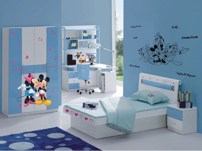 Disney muursticker Minnie & Mickey Mouse roze, rood, geel en blauw - 6