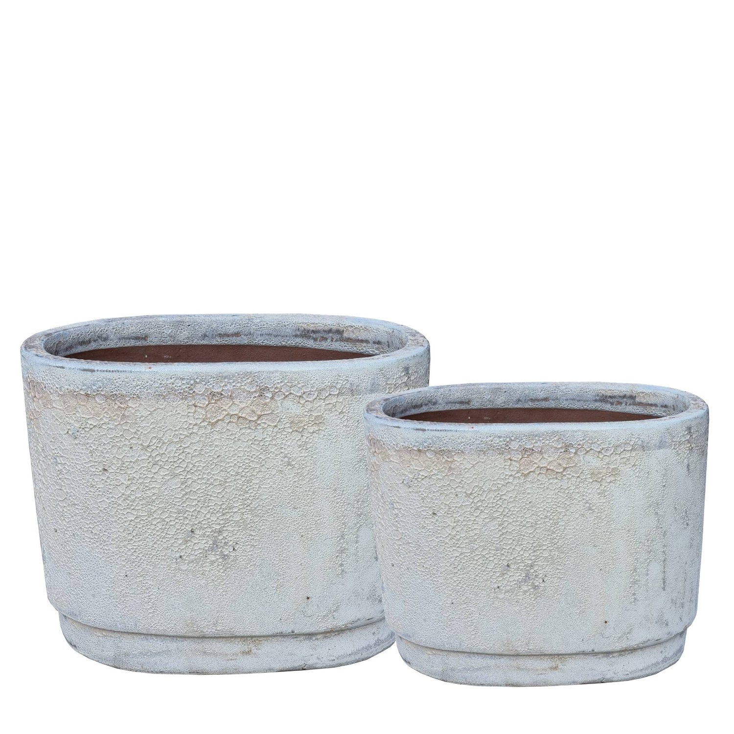 PTMD Javier Grey ceramic pot oval set of 2