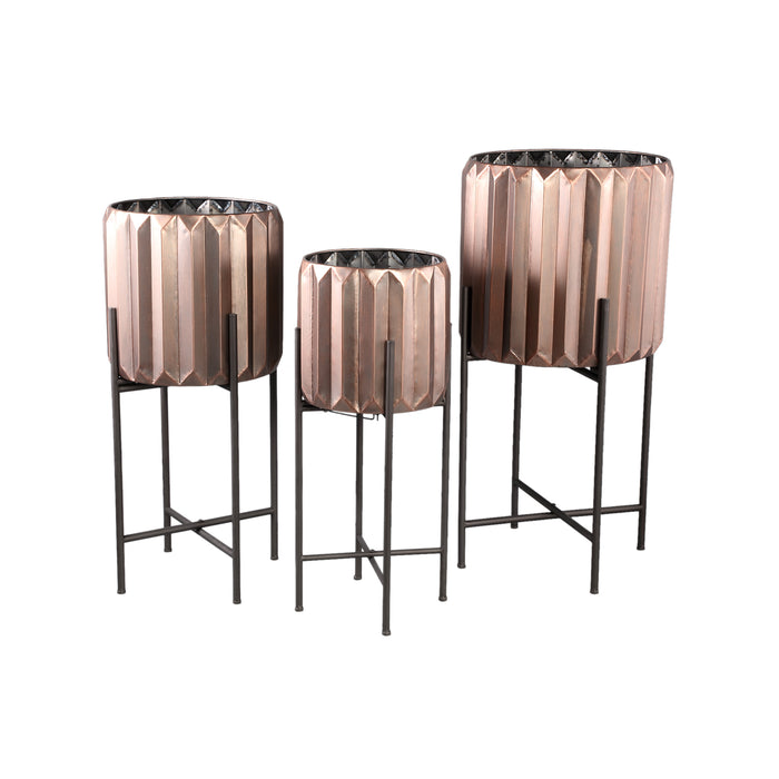 PTMD Eleyza Copper round iron pot on metal base L