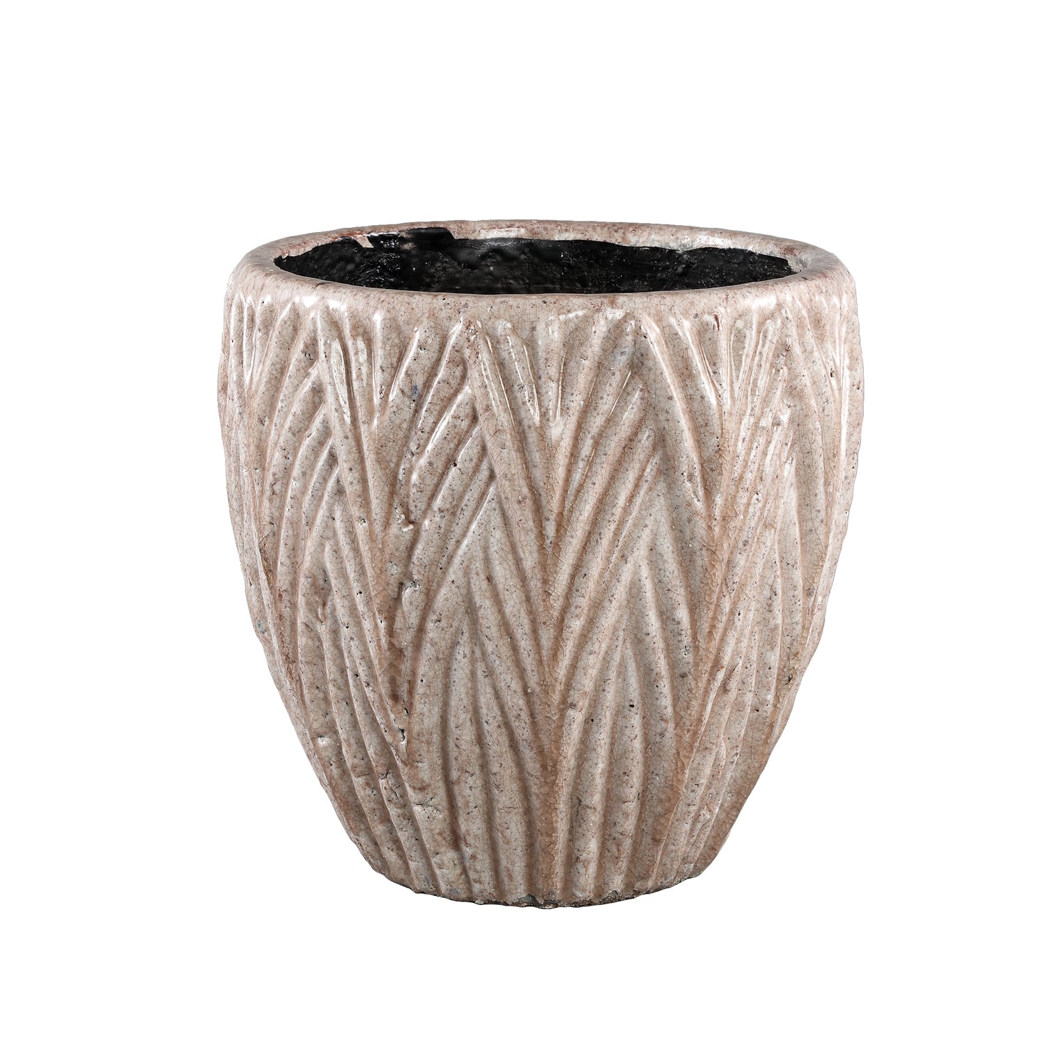 PTMD Talina Light Pink glazed ceramic leaf pot round XL