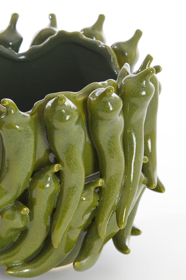 Light&living Vaas deco 25,5x24,5x20,5 cm PEPPER keramiek donker groen