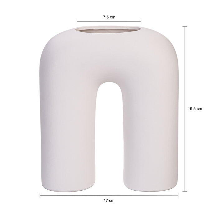 QUVIO Vaas - U vorm - Keramiek - Wit