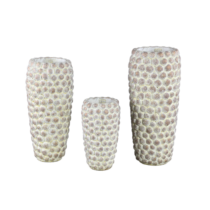 PTMD Ruis Cream cement dotted pot round high M